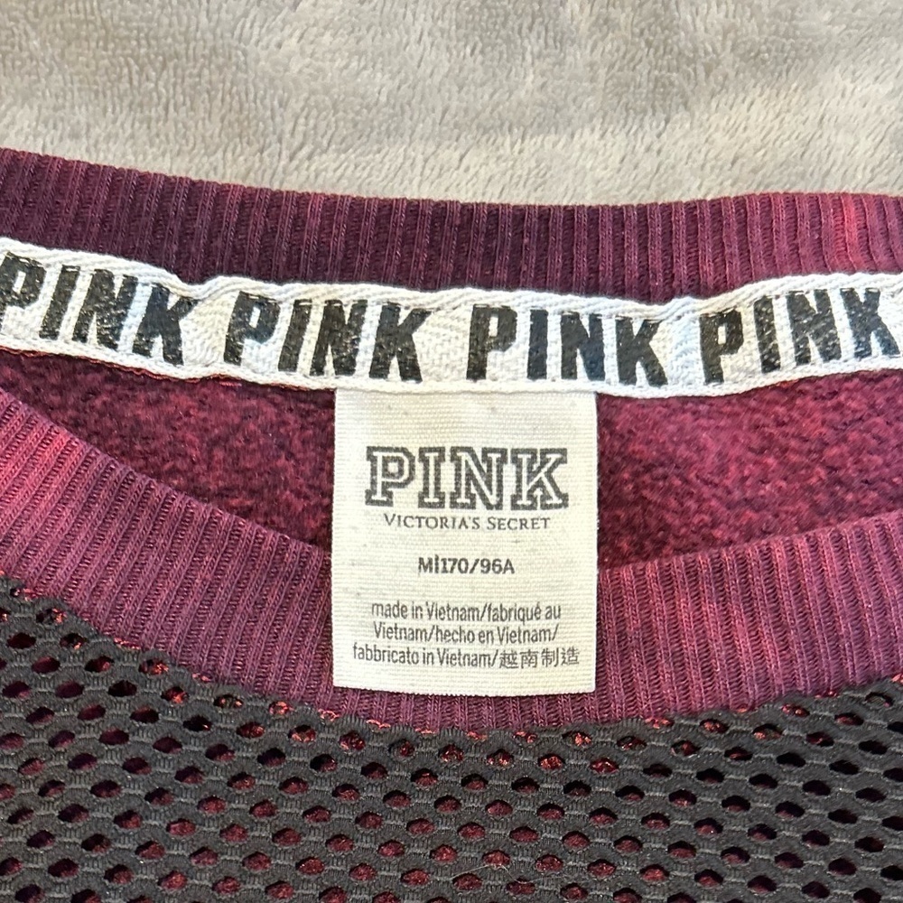 PINK Victoria's Secret Red Sweatshirt with Mesh V-neck Chest Detail - Picture 6 of 6